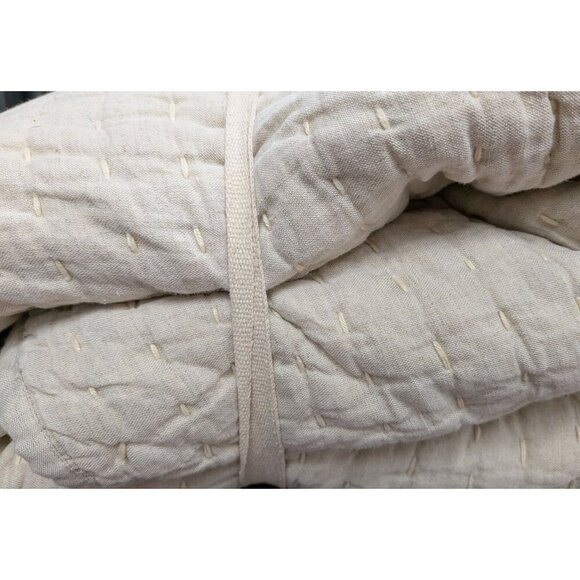 Quince European Linen Cotton Stitch Quilt 3PC Set Color Natural Size Full/Queen - Picture 3 of 9